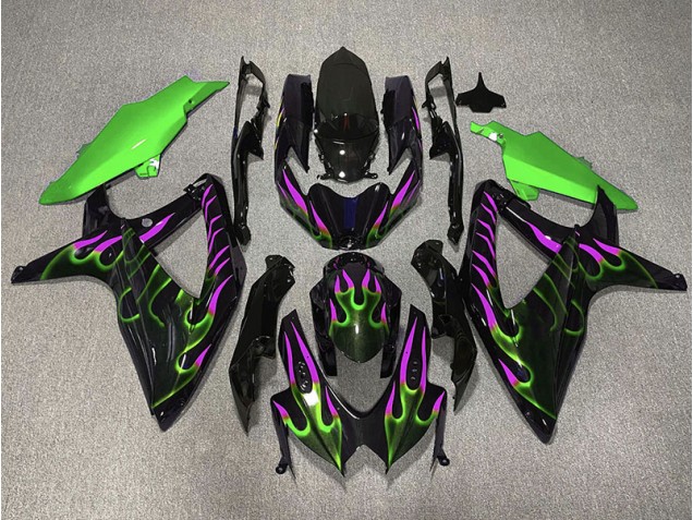 Online 2008-2010 Suzuki GSXR 600-750 Fairings - Green and Magenta Flame Online 2008-2010 Suzuki GSXR 600-750 Fairings - Green and Magenta Flame
