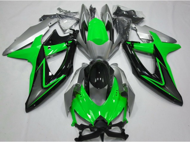 Online 2008-2010 Suzuki GSXR 600-750 Fairings - Green and Silver Online 2008-2010 Suzuki GSXR 600-750 Fairings - Green and Silver