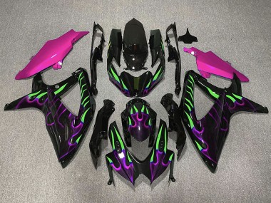 Online 2008-2010 Suzuki GSXR 600-750 Fairings - Purple and Green Flame