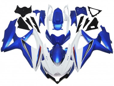 Online 2008-2010 Suzuki GSXR 600-750 Fairings - Shining Gloss White With Silver and blue