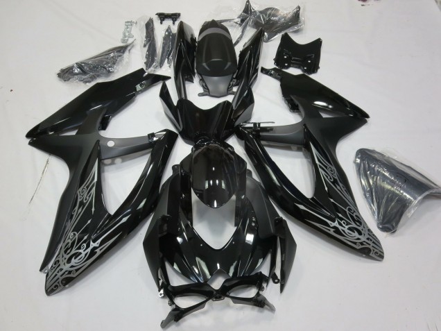 Online 2008-2010 Suzuki GSXR 600-750 Fairings - Silver and Black Online 2008-2010 Suzuki GSXR 600-750 Fairings - Silver and Black