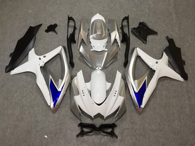 Online 2008-2010 Suzuki GSXR 600-750 Fairings - Silver White Blue