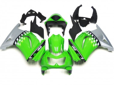 Online 2008-2013 Kawasaki Ninja 250 Fairings - Green and Black Check