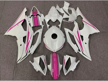 Online 2008-2016 Yamaha R6 Fairings - Gloss White and Pink