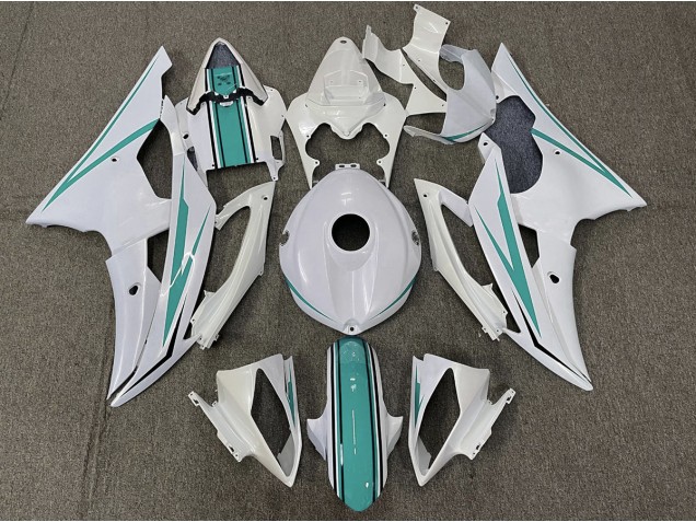 Online 2008-2016 Yamaha R6 Fairings - Gloss White and Teal Online 2008-2016 Yamaha R6 Fairings - Gloss White and Teal