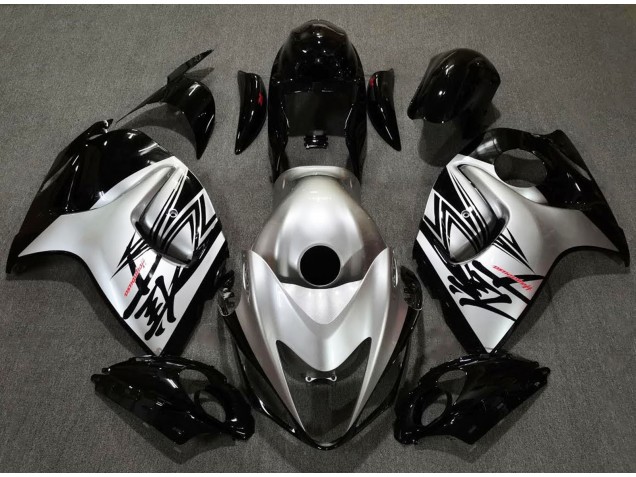 Online 2008-2019 Suzuki GSXR 1300 Fairings - Gloss Black & Silver Design Online 2008-2019 Suzuki GSXR 1300 Fairings - Gloss Black & Silver Design