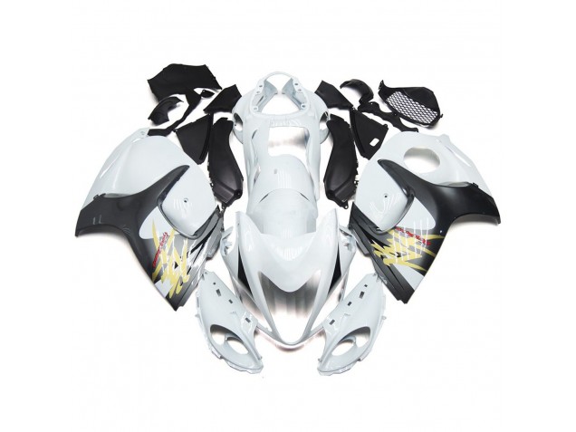 Online 2008-2019 Suzuki GSXR 1300 Fairings - Gloss White with Silver Style