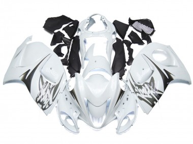 Online 2008-2019 Suzuki GSXR 1300 Fairings - Gloss White with Silver Style logos