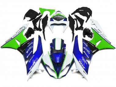 Online 2009-2012 Kawasaki ZX6R Fairings - Deep Blue Green and White