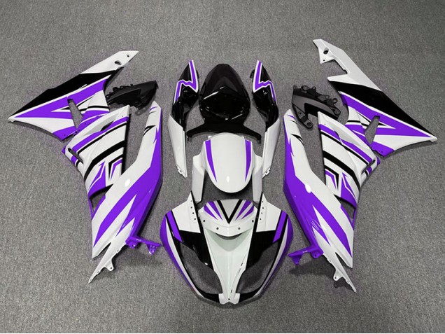 Online 2009-2012 Kawasaki ZX6R Fairings - Purple White and Black Zag