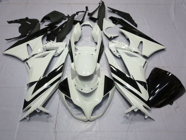Online 2009-2012 Kawasaki ZX6R Fairings - Special White Black Online 2009-2012 Kawasaki ZX6R Fairings - Special White Black