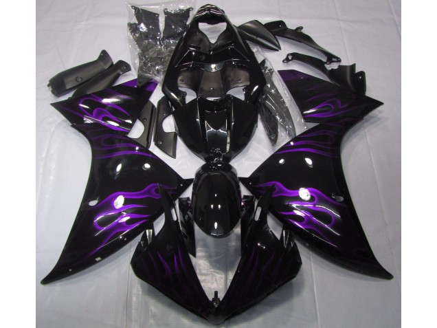 Online 2009-2012 Yamaha R1 Fairings - Black & Purple Flame