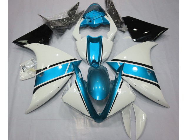 Online 2009-2012 Yamaha R1 Fairings - Gloss White and Light Blue Online 2009-2012 Yamaha R1 Fairings - Gloss White and Light Blue