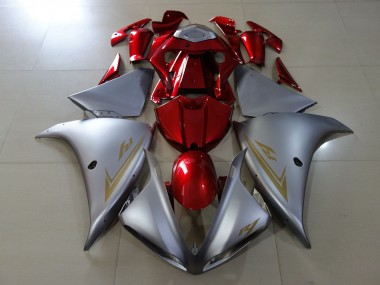 Online 2009-2012 Yamaha R1 Fairings - Matte Silver & Gloss Red