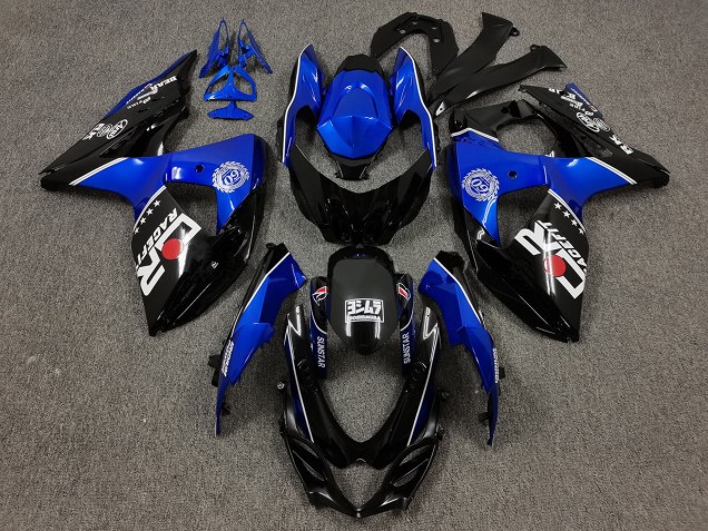 Online 2009-2016 Suzuki GSXR 1000 Fairings - Black and Blue with Custom Logos