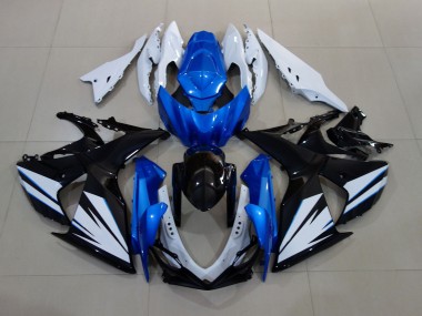 Online 2009-2016 Suzuki GSXR 1000 Fairings - Gloss White and Black with Red Matte Blue