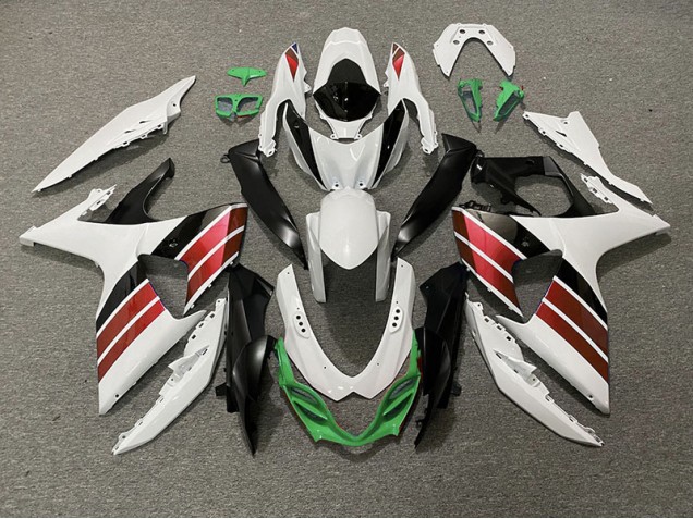 Online 2009-2016 Suzuki GSXR 1000 Fairings - Gloss White Red Black and Green Online 2009-2016 Suzuki GSXR 1000 Fairings - Gloss White Red Black and Green