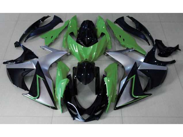 Online 2009-2016 Suzuki GSXR 1000 Fairings - Green Silver and Black Online 2009-2016 Suzuki GSXR 1000 Fairings - Green Silver and Black