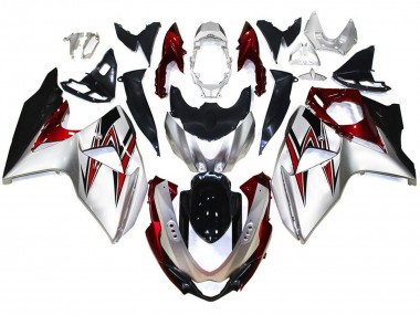 Online 2009-2016 Suzuki GSXR 1000 Fairings - Silver with Red Hints