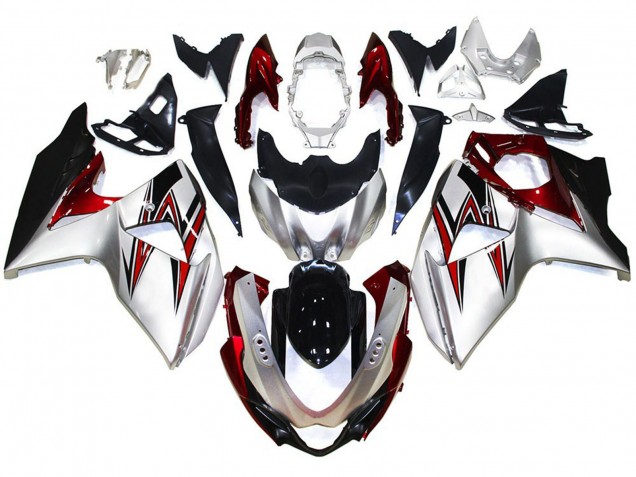 Online 2009-2016 Suzuki GSXR 1000 Fairings - Silver with Red Hints