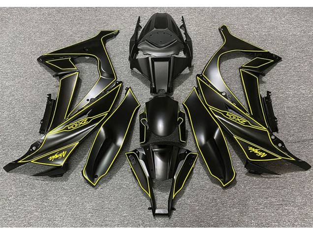 Online 2011-2015 Kawasaki ZX10R Fairings - Matte Black & Yellow Lining Online 2011-2015 Kawasaki ZX10R Fairings - Matte Black & Yellow Lining