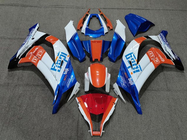 Online 2011-2015 Kawasaki ZX10R Fairings - White Blue and Orange Online 2011-2015 Kawasaki ZX10R Fairings - White Blue and Orange