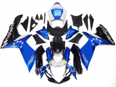 Online 2011-2020 Suzuki GSXR 600-750 Fairings - Blue Style With Red Stars