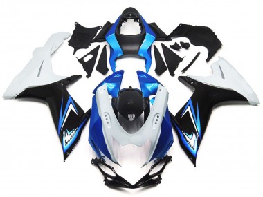 Online 2011-2020 Suzuki GSXR 600-750 Fairings - Light Blue and Gloss White Style with Black