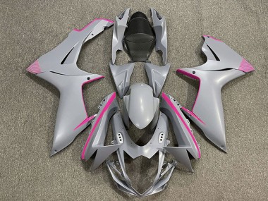 Online 2011-2020 Suzuki GSXR 600-750 Fairings - Matte Nardo Gray & Pink Accents