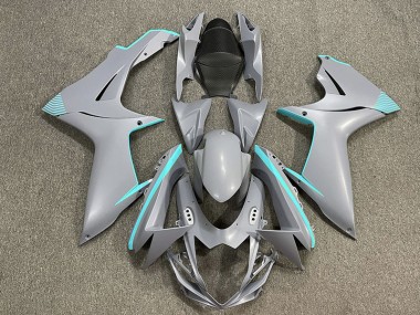 Online 2011-2020 Suzuki GSXR 600-750 Fairings - Matte Nardo Gray & Teal Accents