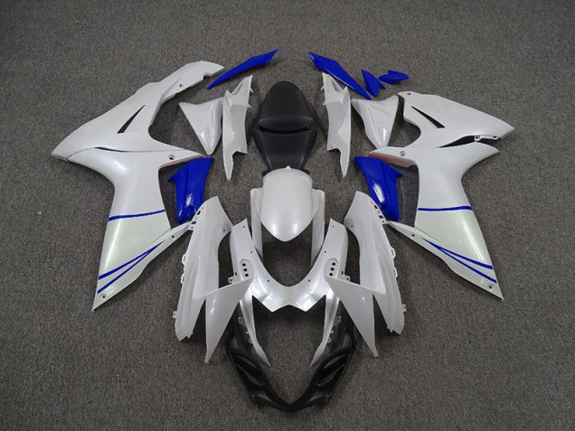 Online 2011-2020 Suzuki GSXR 600-750 Fairings - Pearl White and Dark Blue Online 2011-2020 Suzuki GSXR 600-750 Fairings - Pearl White and Dark Blue