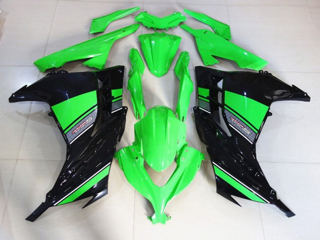 Online 2013-2018 Kawasaki Ninja 300 Fairings - Black and Green Gloss