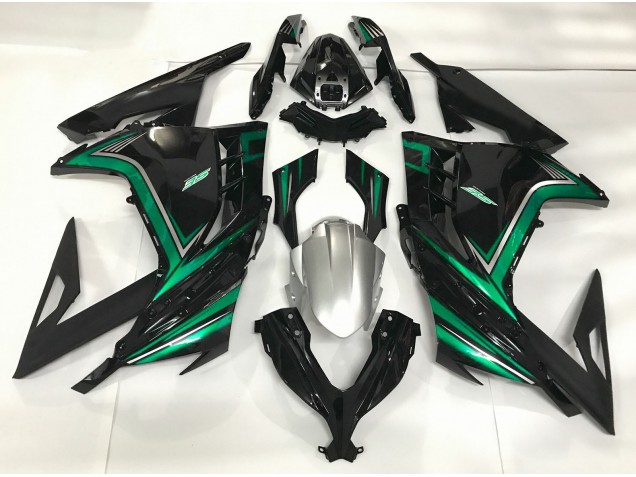 Online 2013-2018 Kawasaki Ninja 300 Fairings - Gloss Black & Emerald Green Online 2013-2018 Kawasaki Ninja 300 Fairings - Gloss Black & Emerald Green