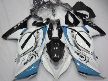 Online 2013-2018 Kawasaki Ninja 300 Fairings - Gloss White & Light Blue