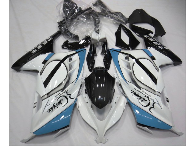Online 2013-2018 Kawasaki Ninja 300 Fairings - Gloss White & Light Blue Online 2013-2018 Kawasaki Ninja 300 Fairings - Gloss White & Light Blue