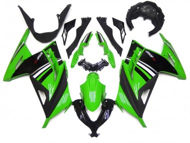Online 2013-2018 Kawasaki Ninja 300 Fairings - Green Black and White Gloss