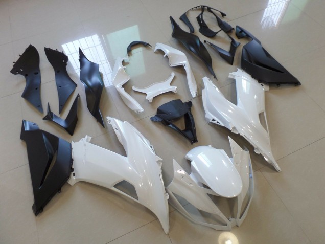 Online 2013-2018 Kawasaki ZX6R Fairings - Gloss White Black Online 2013-2018 Kawasaki ZX6R Fairings - Gloss White Black