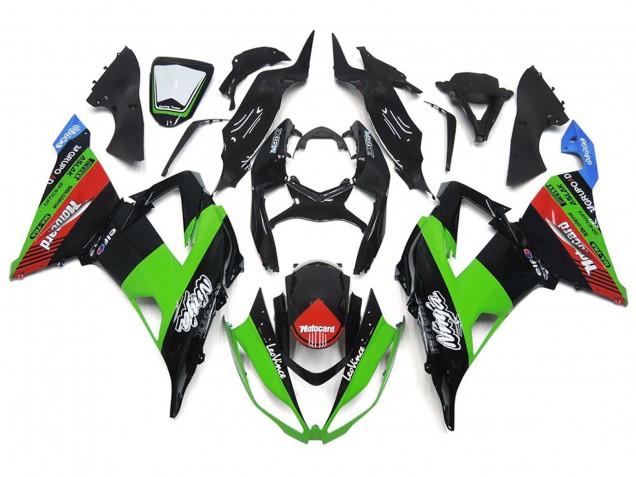 Online 2013-2018 Kawasaki ZX6R Fairings - MotoCard Green and Black