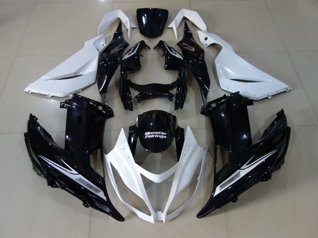 Online 2013-2018 Kawasaki ZX6R Fairings - Pearl White and Black Online 2013-2018 Kawasaki ZX6R Fairings - Pearl White and Black