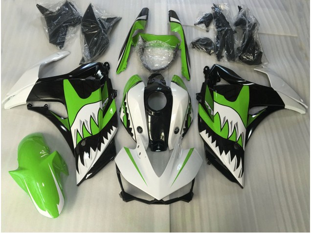 Online 2015-2018 Yamaha R3 Fairings - Lime Green and White Shark Online 2015-2018 Yamaha R3 Fairings - Lime Green and White Shark