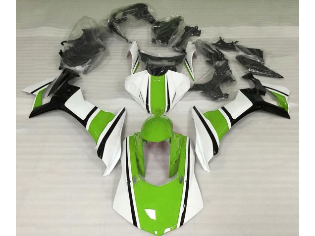 Online 2015-2019 Yamaha R1 Fairings - Gloss White Green and Black Online 2015-2019 Yamaha R1 Fairings - Gloss White Green and Black