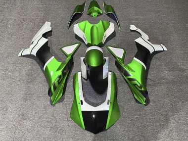 Online 2015-2019 Yamaha R1 Fairings - Green & Carbon Fiber Accents