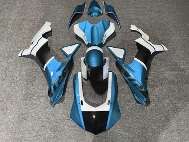 Online 2015-2019 Yamaha R1 Fairings - Light Blue & Carbon Fiber Accents