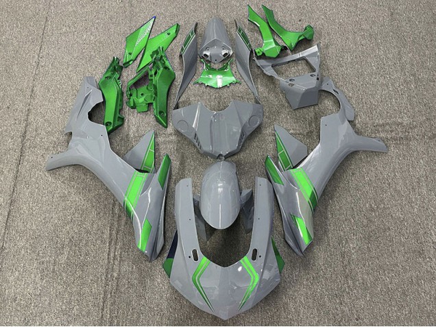 Online 2015-2019 Yamaha R1 Fairings - Nardo Gray & Green Accents Online 2015-2019 Yamaha R1 Fairings - Nardo Gray & Green Accents