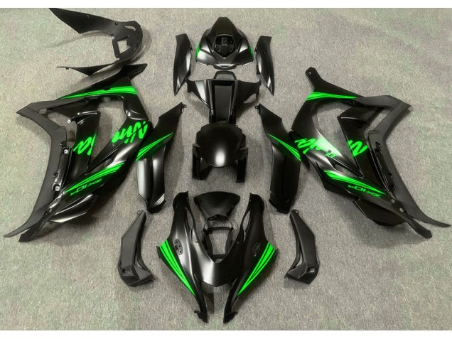 Online 2016-2019 Kawasaki ZX10R Fairings - Satin Black & Green Online 2016-2019 Kawasaki ZX10R Fairings - Satin Black & Green