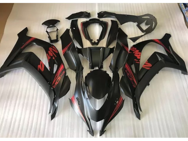 Online 2016-2019 Kawasaki ZX10R Fairings - Satin Black & Red Online 2016-2019 Kawasaki ZX10R Fairings - Satin Black & Red