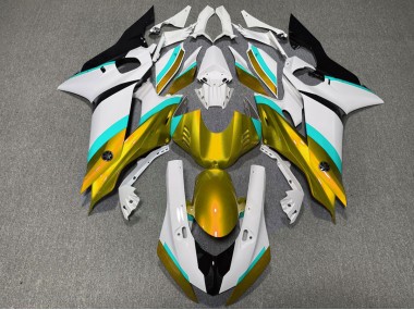 Online 2017-2019 Yamaha R6 Fairings - Gold and Light Blue Gloss