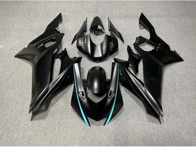 Online 2017-2019 Yamaha R6 Fairings - Matte Black & Teal Accents Online 2017-2019 Yamaha R6 Fairings - Matte Black & Teal Accents